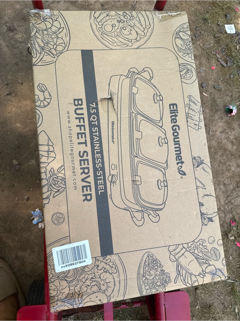 Elite Gourmet 7.5 QT Stainless Steel Buffet Server - Brown Box